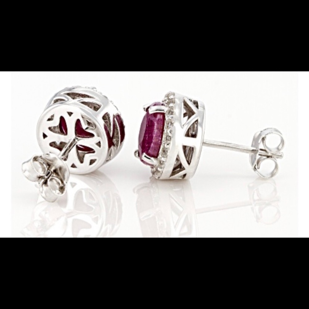 New Ruby Rhodium over Sterling Earrings
